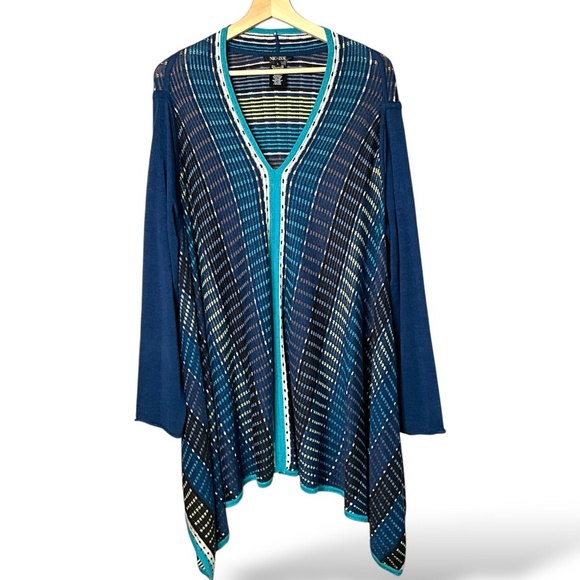 NIC + ZOE Cotton Blend Knit Sharkbite Hem Tunic / Mini Dress V-Neck Sweater Sz L - Picture 3 of 9